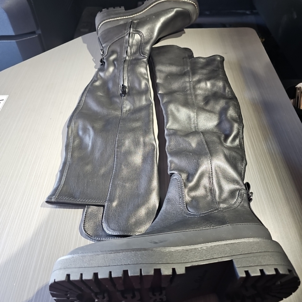 Sam Edelman Lerue Over-The-Knee Boots, Black‎ Faux Leather, Women's 7M NWOT - Picture 3 of 14